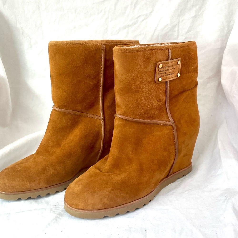 Marc by Marc Jacobs Hidden Wedge Heel Tan Suede Boots